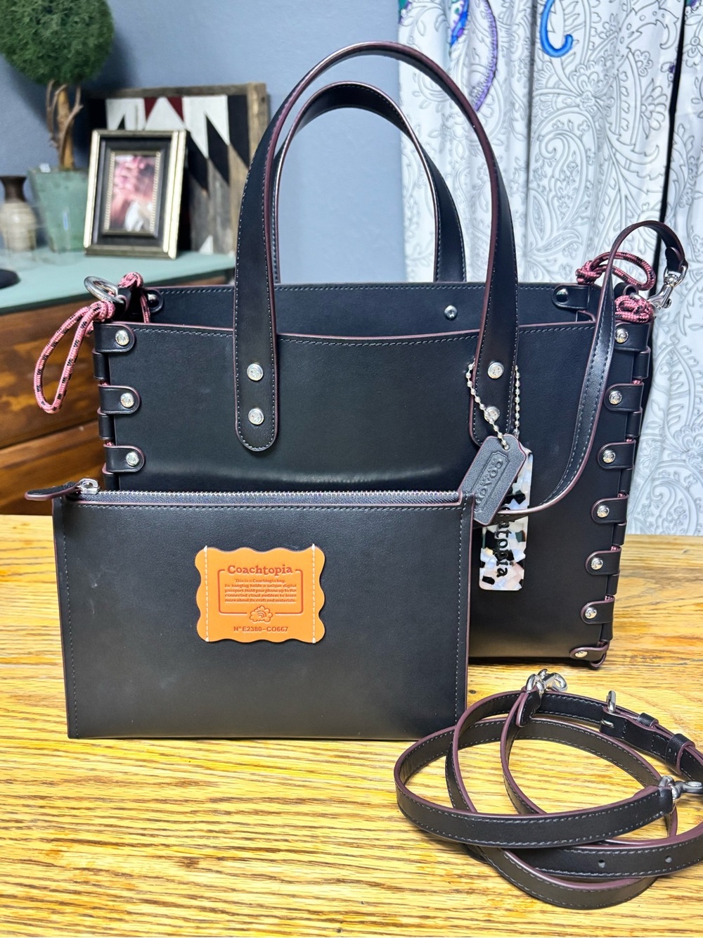 Coach Coachtopia Medium Re-Laceable Tote CO667 Black Leather